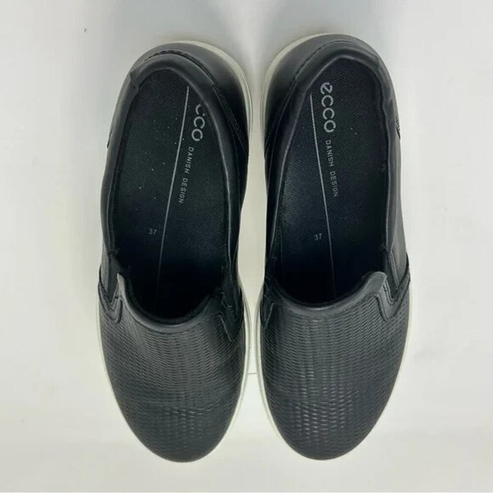 ECCO Soft Classic Women's Black Leather Slip-On Sneakers Perforated Comfort (37) - Picture 7 of 7